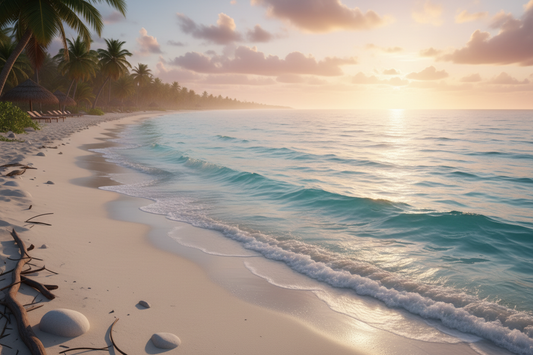 Sit back, relax, and drift away to a warm, sunny beach edged by turquoise blue water and the gentle rush of waves. 